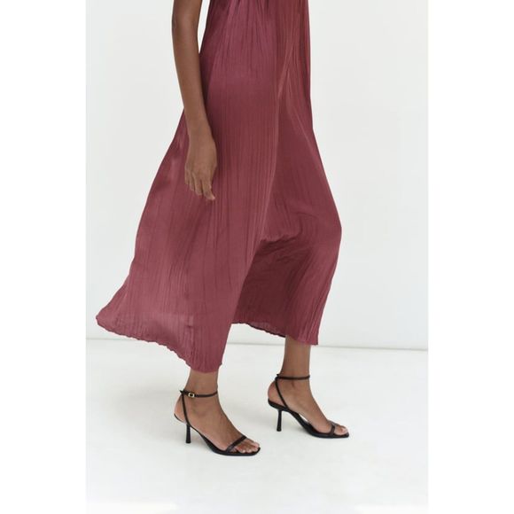 ZARA WRINKLE EFFECT MIDI SLIP DRESS - Picture 11 of 13